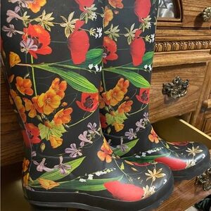 Floral rain boots